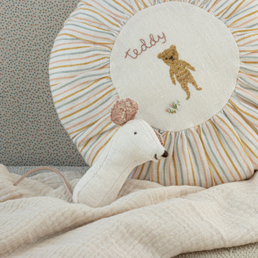 Hochet souris en lin - Lullaby friends Maileg - Blanc nature