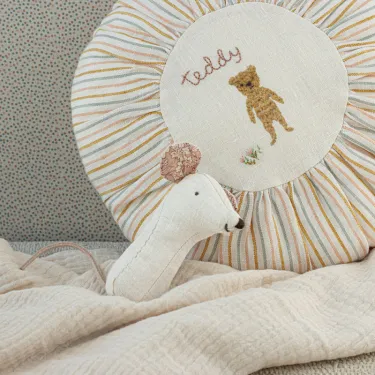 Hochet souris en lin - Lullaby friends Maileg - Blanc nature