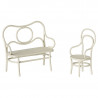 Ensemble table ronde avec banc et chaise en métal pour souris Maileg - Blanc cassé