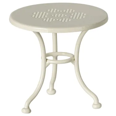 Ensemble table ronde avec banc et chaise en métal pour souris Maileg - Blanc cassé