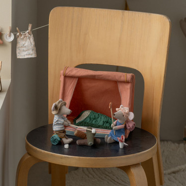 Tente de camping pour la randonnée - souris Maileg - orange