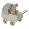 Landau avec bébé souris Maileg - Bleu menthe