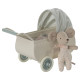 Landau avec bébé souris Maileg - Bleu menthe