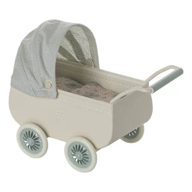 Landau avec bébé souris Maileg - Bleu menthe