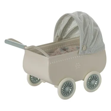 Landau avec bébé souris Maileg - Bleu menthe