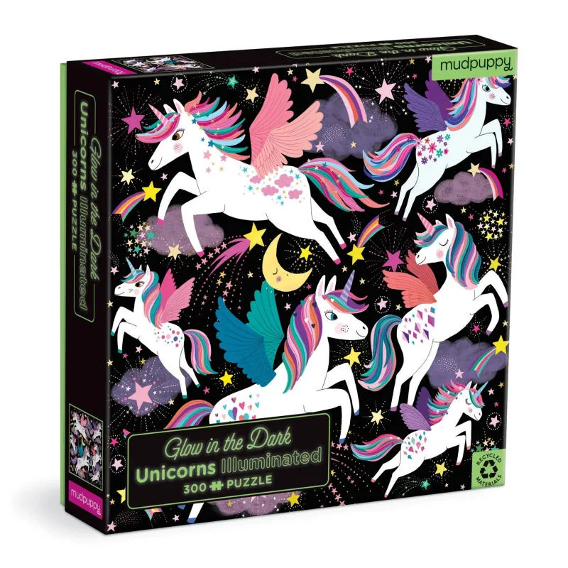 Puzzle qui Brille dans le Noir "Licornes" 300 pcs Mudpuppy