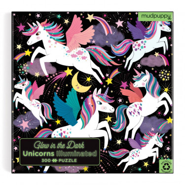 Puzzle qui Brille dans le Noir "Licornes" 300 pcs Mudpuppy