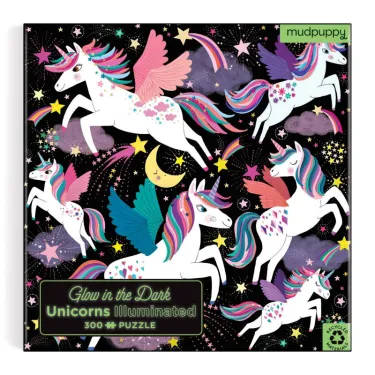 Puzzle qui Brille dans le Noir "Licornes" 300 pcs Mudpuppy