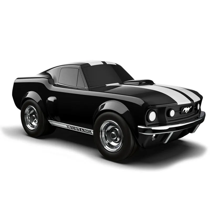 Voiture jouet Ford Mustang noire à rayures blanches, design muscle car Baghera Racing Car.
