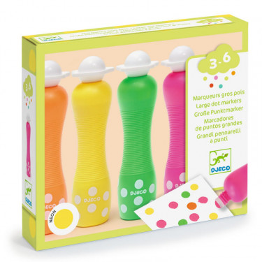 4 marqueurs mousse gros pois DJECO 9059 - Néon