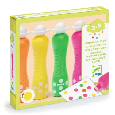 4 marqueurs mousse gros pois DJECO 9059 - Néon