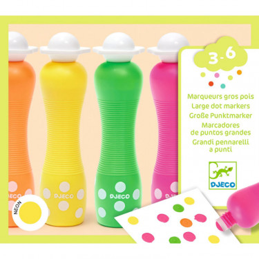 4 marqueurs mousse gros pois DJECO 9059 - Néon
