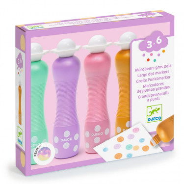 4 marqueurs mousse gros pois DJECO 9058 - Nacré
