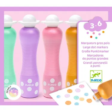 4 marqueurs mousse gros pois DJECO 9058 - Nacré
