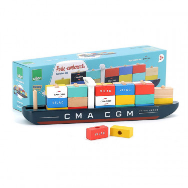 Bateau porte-container en bois VILAC 2315