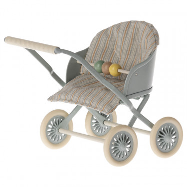 Poussette pour bébé souris ou lapin Maileg - Bleu