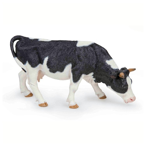 Vache noire et blanche broutant, PAPO 51150