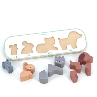 Puzzle d'encastrement en bois 'J'apprends à compter les animaux' Sarah Betz VILAC 7118