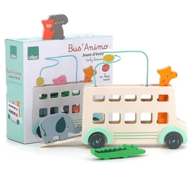Bus'Animo, jeu d'éveil en bois VILAC - Sarah Betz 7106