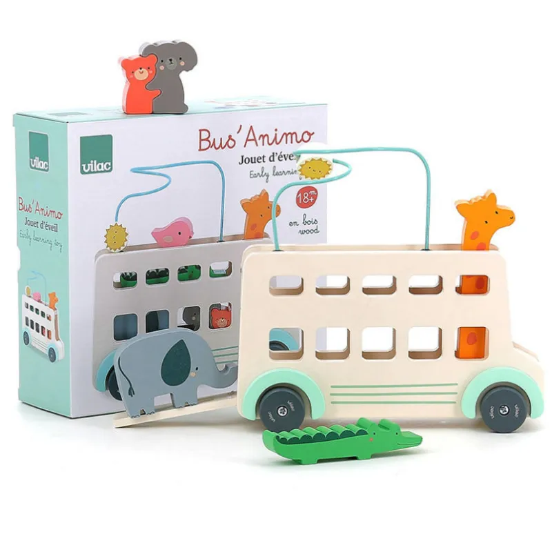 Bus'Animo, jeu d'éveil en bois VILAC - Sarah Betz 7106