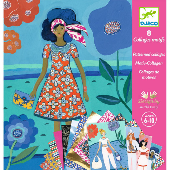 "Tendance WAX" 8 cartes avec collages motifs DJECO 9307