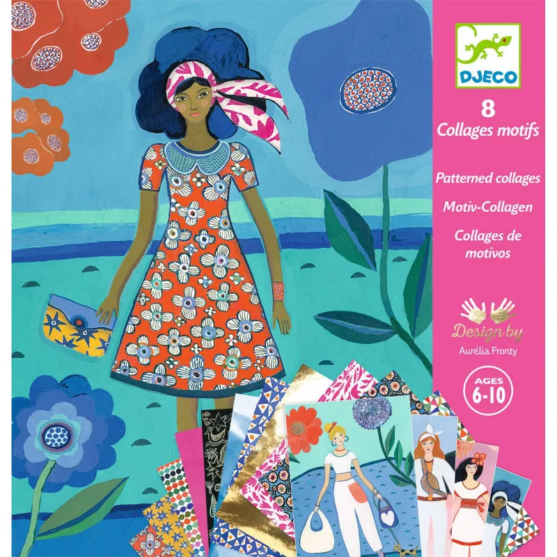 "Tendance WAX" 8 cartes avec collages motifs DJECO 9307