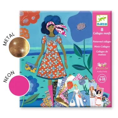 "Tendance WAX" 8 cartes avec collages motifs DJECO 9307
