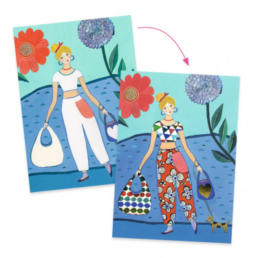 "Tendance WAX" 8 cartes avec collages motifs DJECO 9307