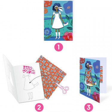 "Tendance WAX" 8 cartes avec collages motifs DJECO 9307