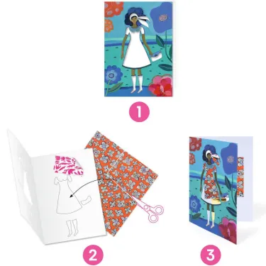 "Tendance WAX" 8 cartes avec collages motifs DJECO 9307