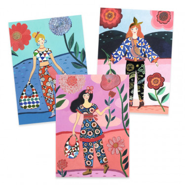 "Tendance WAX" 8 cartes avec collages motifs DJECO 9307