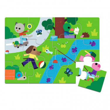 Coffret 5 jeux "A la ferme" DJECO 8275 - Memo Domino Loto Puzzle Ludo