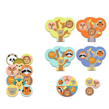 Coffret 5 jeux "Animaux sauvages" DJECO 8276 - Memo Domino Loto Puzzle Ludo