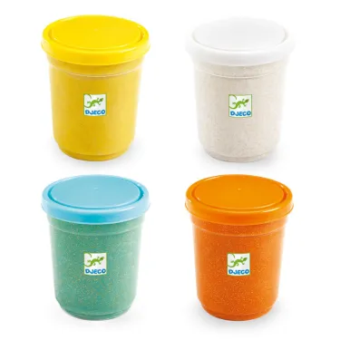 4 pots de pâte à modeler pailletée DJECO 9029