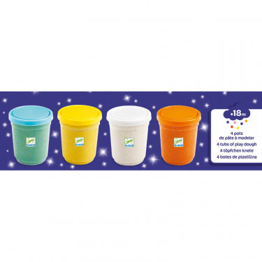 4 pots de pâte à modeler pailletée DJECO 9029