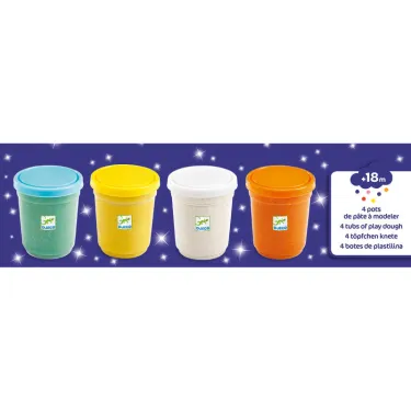 4 pots de pâte à modeler pailletée DJECO 9029