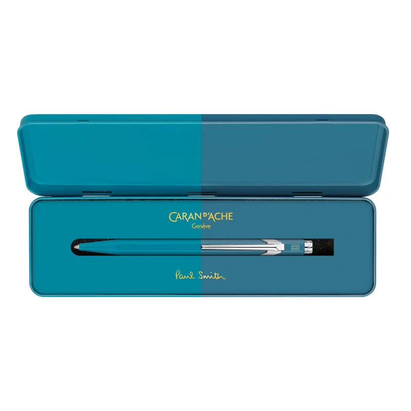 Stylo Bille 849™ Paul Smith avec étui - Caran d'Ache - Bleu cyan/Bleu acier