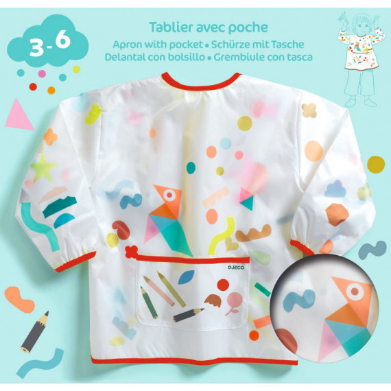Tablier de protection avec poche pour enfant 3-6 ans DJECO 9043 Tablier de protection avec poche pour enfant 3-6 ans DJECO 9043