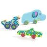 Puzz & Roll Bariolo, puzzle d'encastrement en bois et jouet à pousser DJECO 1081