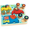 Puzz & Roll Color, puzzle d'encastrement en bois et jouet à pousser DJECO 1079