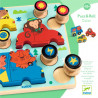 Puzz & Roll Color, puzzle d'encastrement en bois et jouet à pousser DJECO 1079
