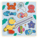 Puzz & Fish Bariolo, puzzle d'encastrement en bois et jeu de pêche aimanté DJECO 1082