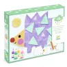 Hérisson violet avec triangles colorés, kit de peinture à doigts magiques Petites formes DJECO 8984 incluse.
