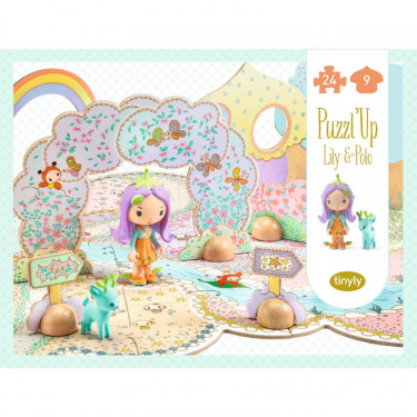 Puzzl'Up Lily & Polo, puzzle de sol 24 pièces + 2 figurines tinyly DJECO 6938