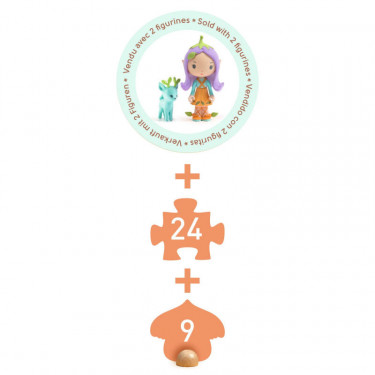 Puzzl'Up Lily & Polo, puzzle de sol 24 pièces + 2 figurines tinyly DJECO 6938