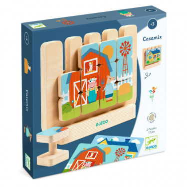 CASAMIX jeu puzzle éducatif en bois - 12 pièces DJECO 1618