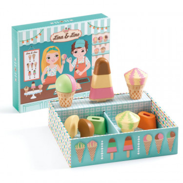 "Glacier Lina & Lino" jouer à préparer des glaces, jouet dinette DJECO 5518