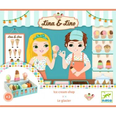 "Glacier Lina & Lino" jouer à préparer des glaces, jouet dinette DJECO 5518