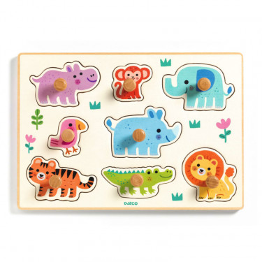 Puzzle d'encastrement en bois "Hippo'n'Co" DJECO 1123