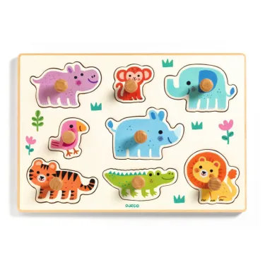 Puzzle d'encastrement en bois "Hippo'n'Co" DJECO 1123